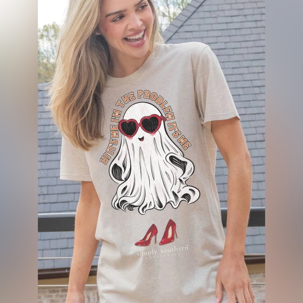 Simply Southern Taylor Swift I'm The Problem It’s Me Cute Ghost Short Sleeve Tee - Picture 2 of 6